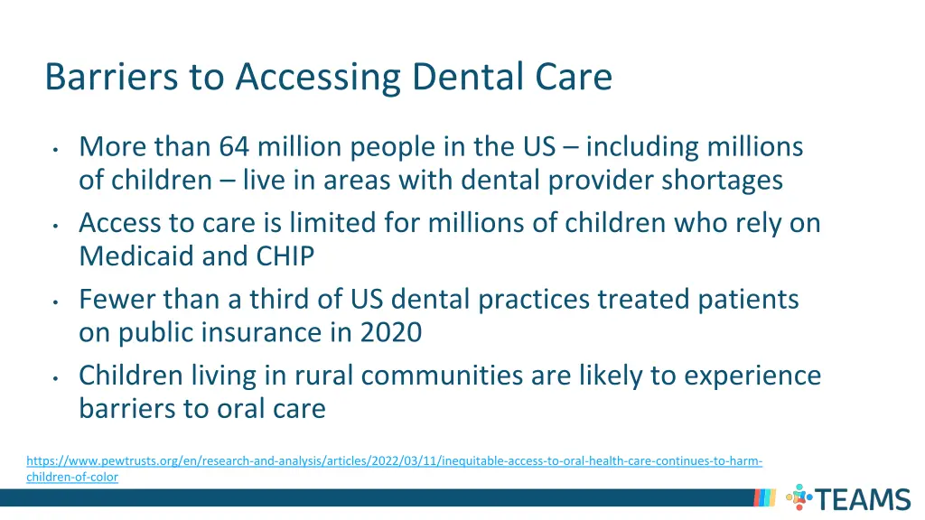 barriers to accessing dental care