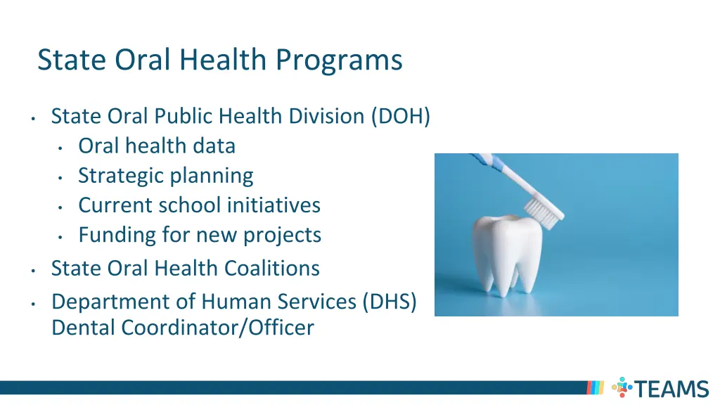 state oral health programs