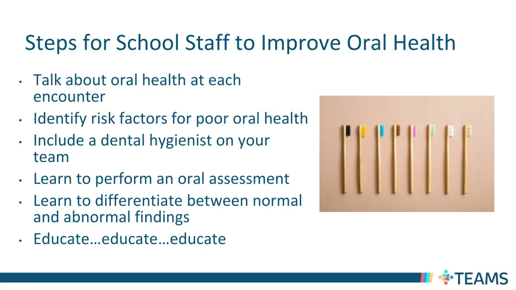 steps for school staff to improve oral health