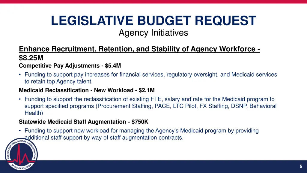 legislative budget request agency initiatives