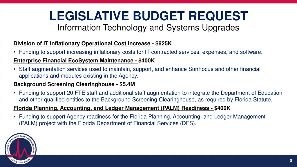 legislative budget request information technology 1