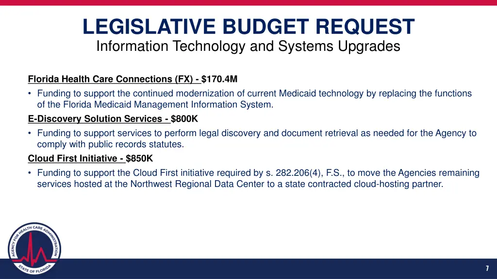 legislative budget request information technology