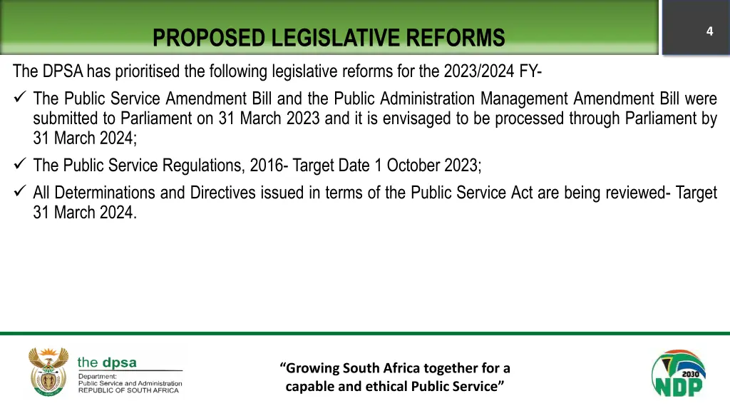 proposed legislative reforms the dpsa
