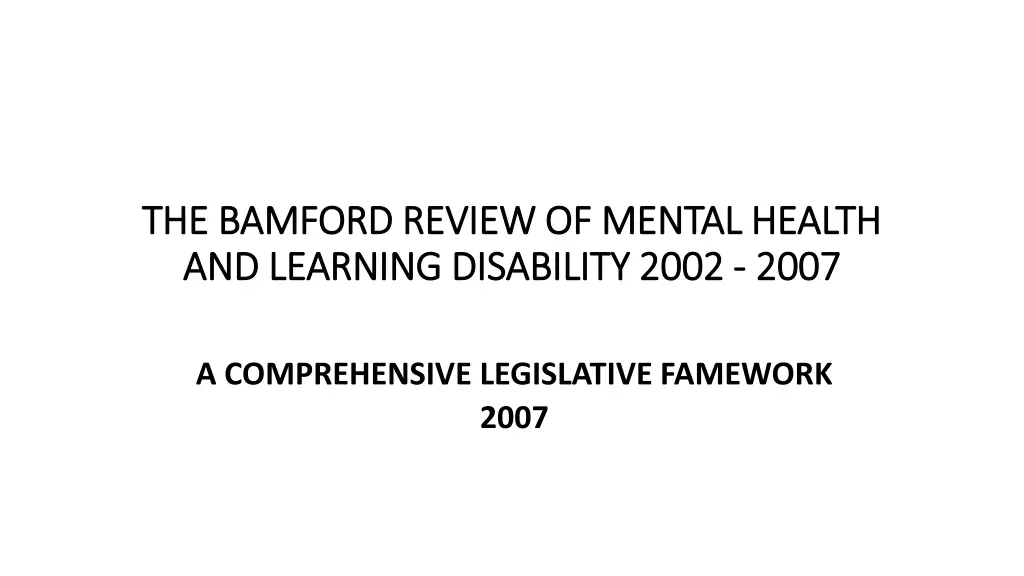 the bamford review of mental health the bamford 1