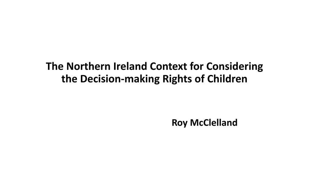 the northern ireland context for considering