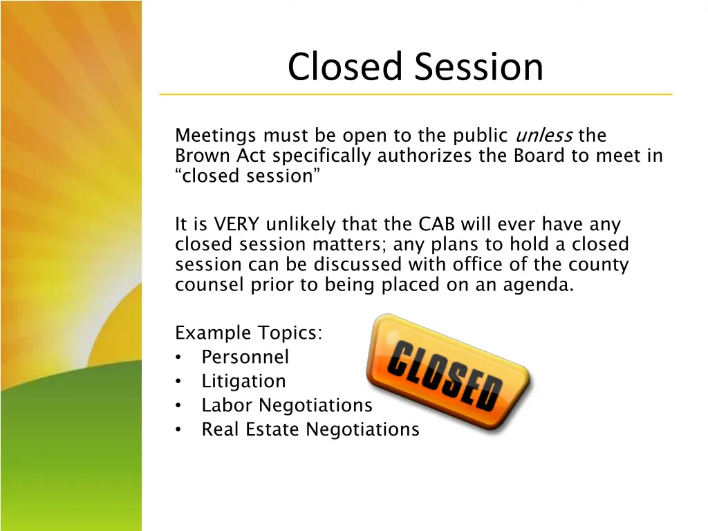 closed session