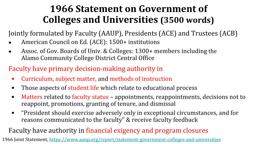 1966 statement on government of colleges