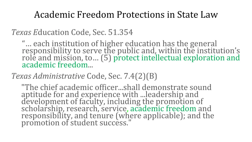 academic freedom protections in state law