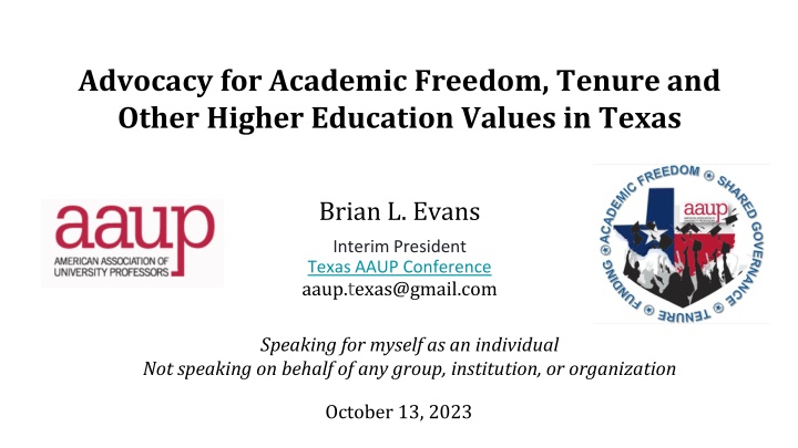 advocacy for academic freedom tenure and other