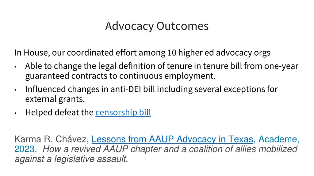 advocacy outcomes