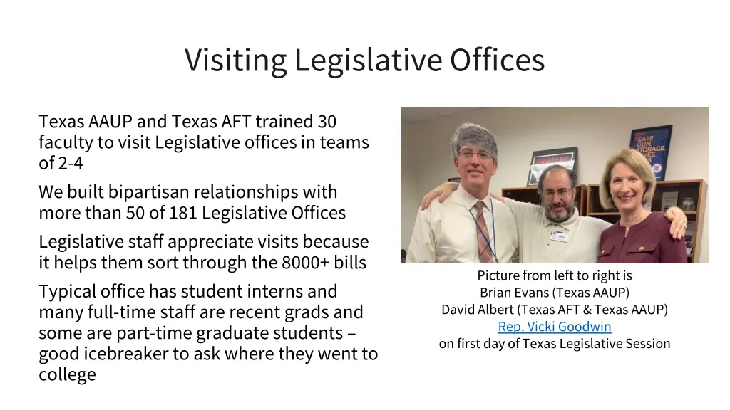 visiting legislative offices