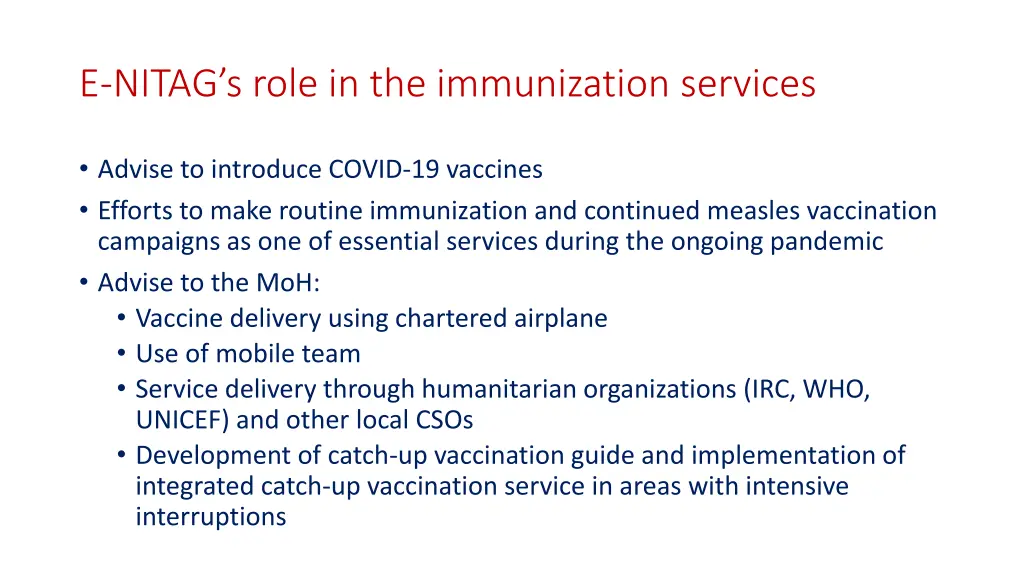 e nitag s role in the immunization services