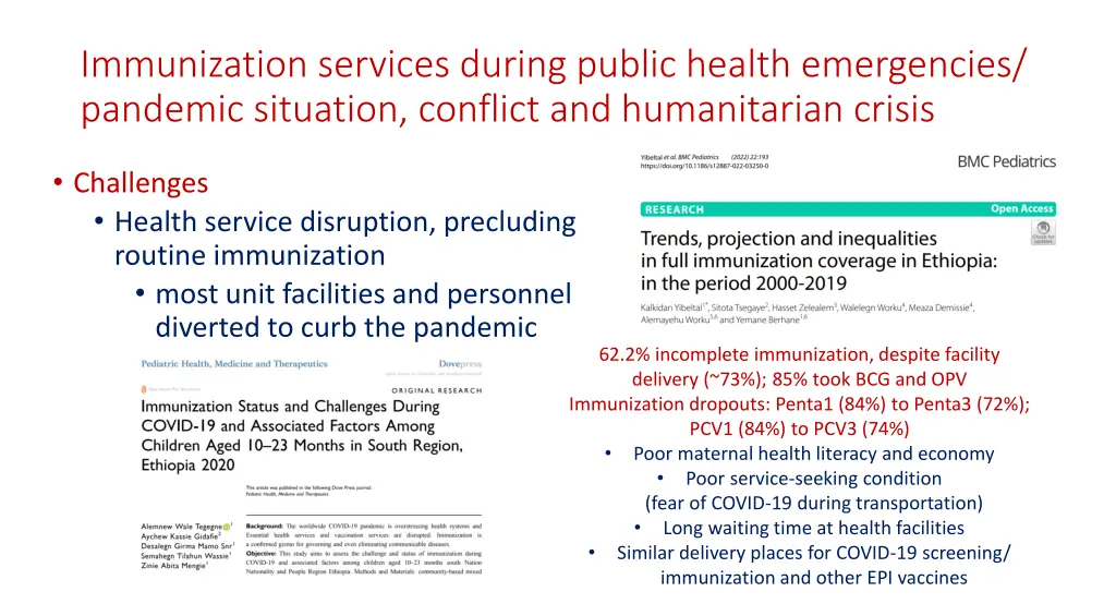 immunization services during public health