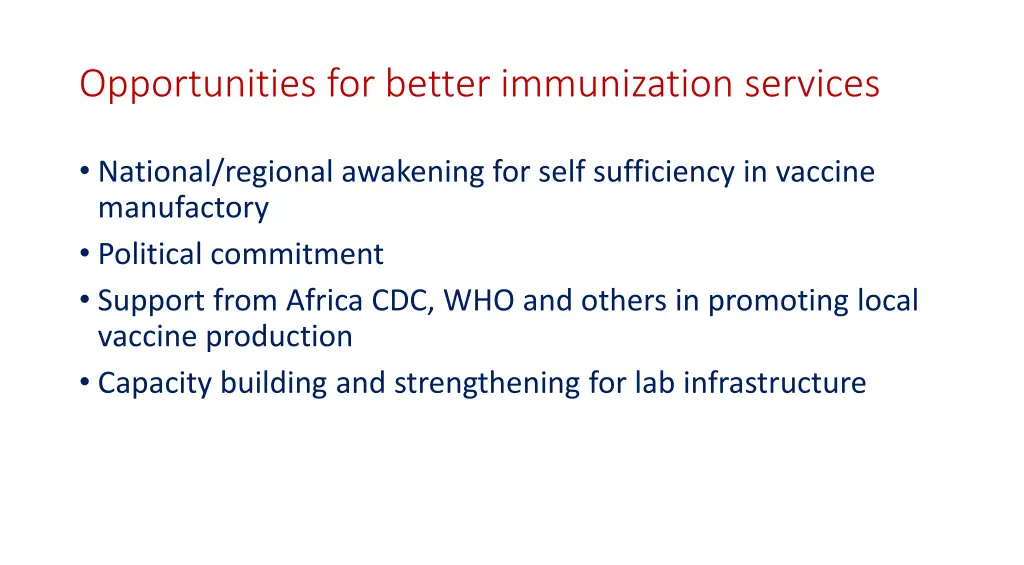 opportunities for better immunization services