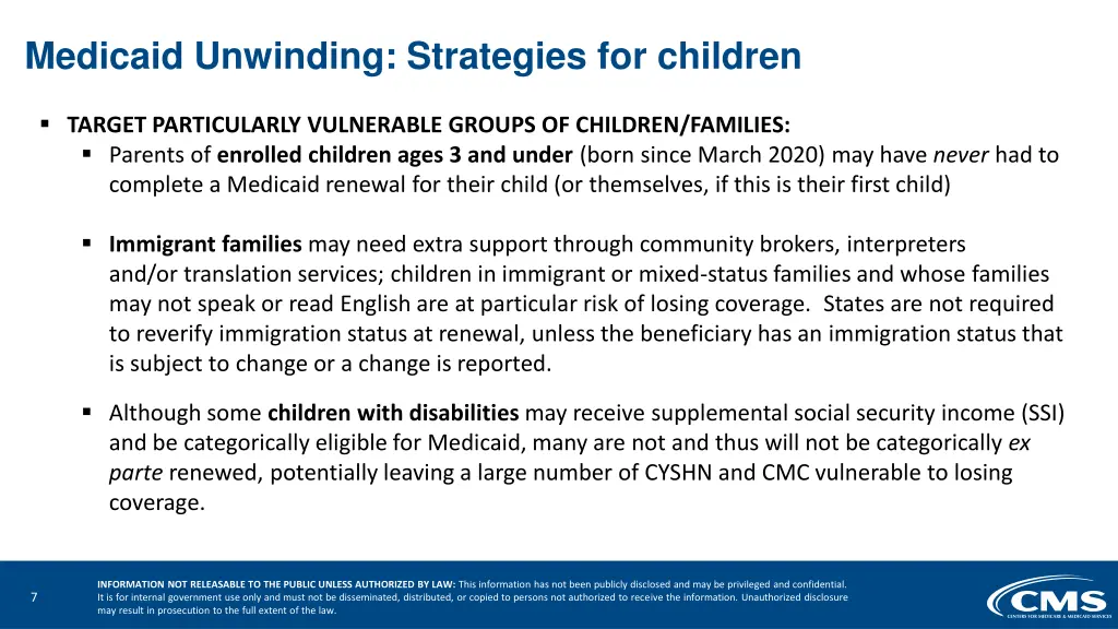 medicaid unwinding strategies for children