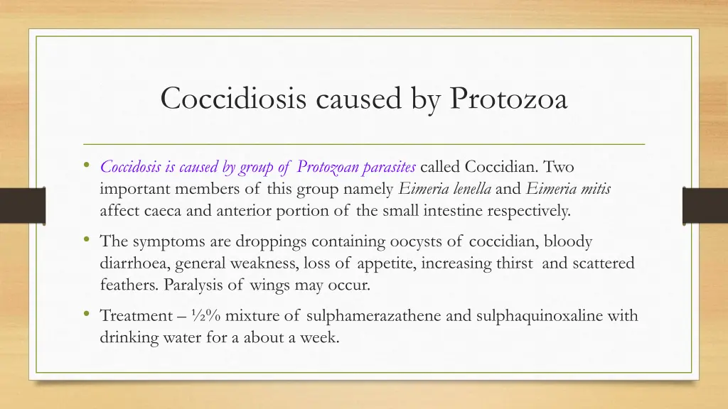 coccidiosis caused by protozoa