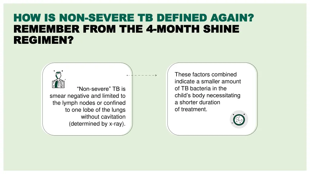 how is non how is non severe tb defined again