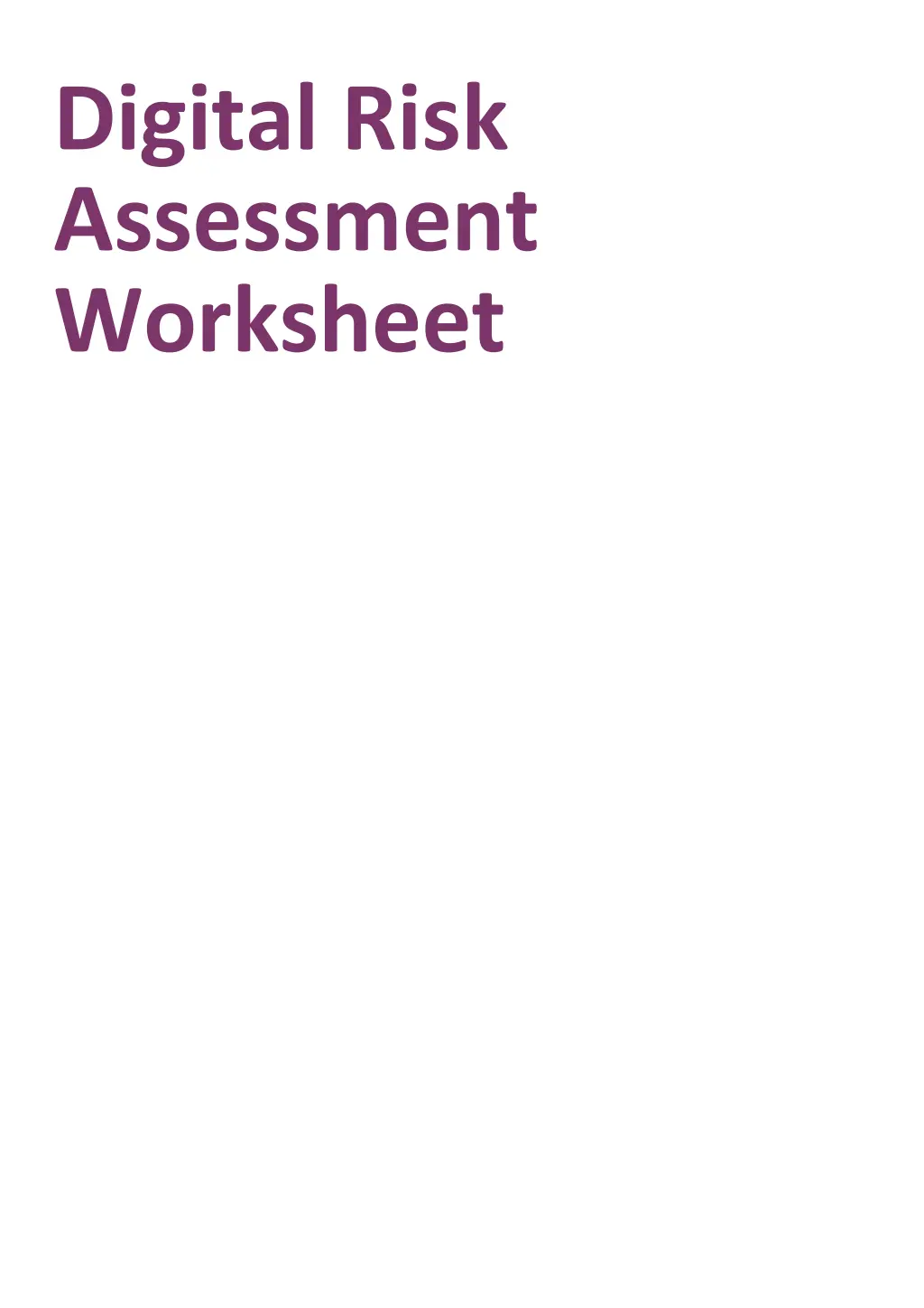 digital risk assessment worksheet 1