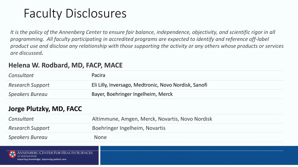 faculty disclosures