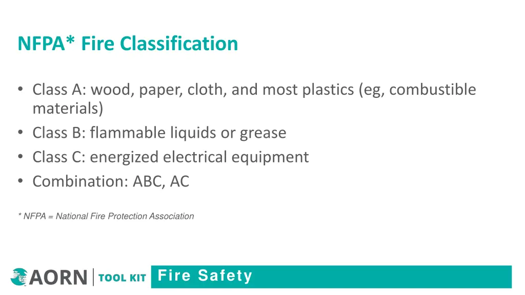 nfpa fire classification