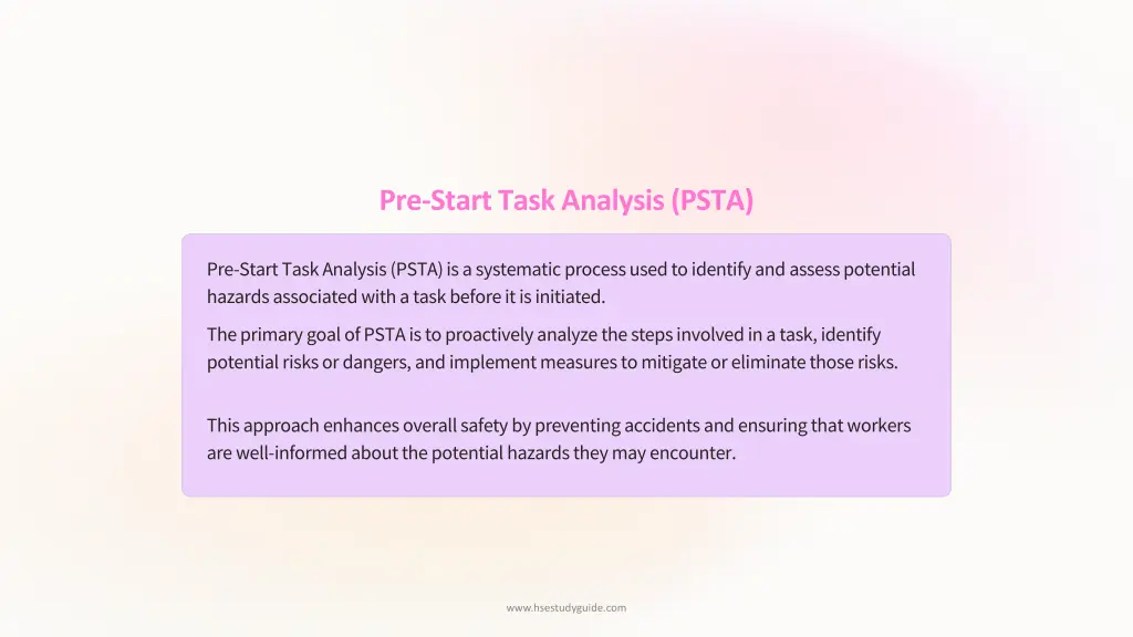 pre start task analysis psta 1