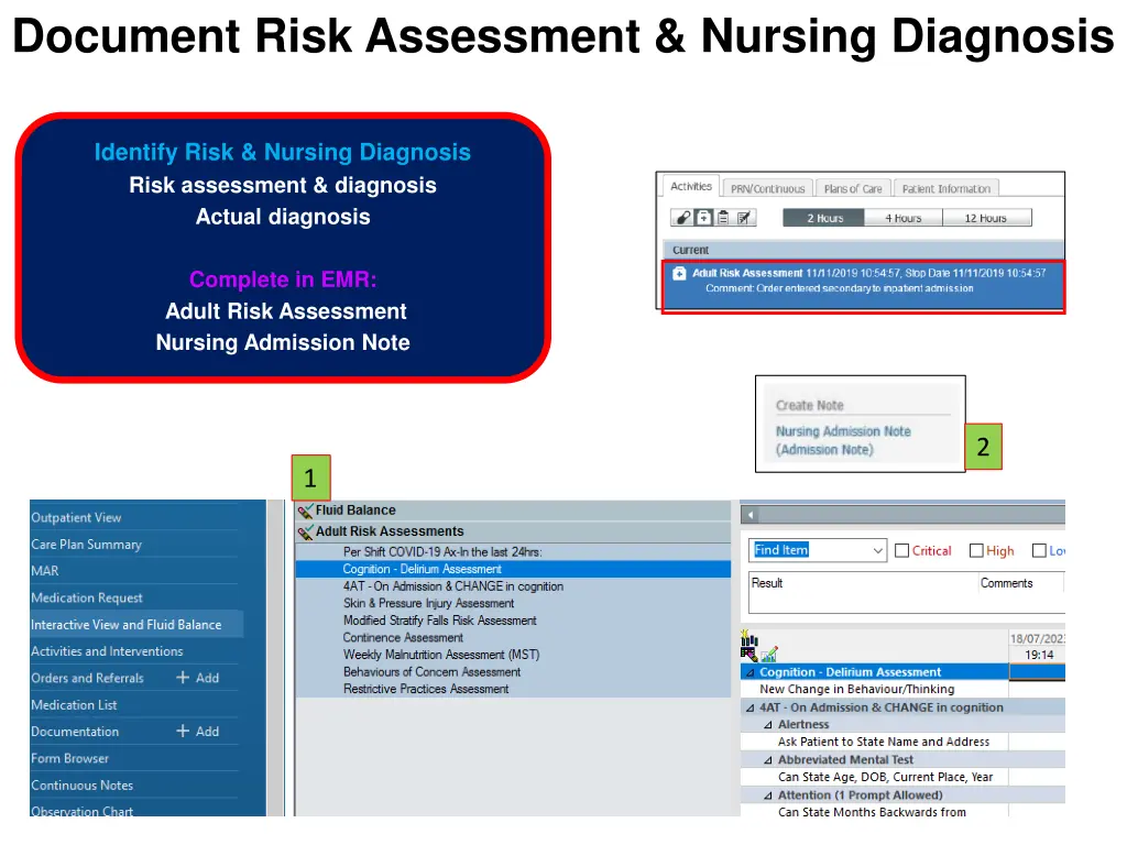 document risk assessment nursing diagnosis