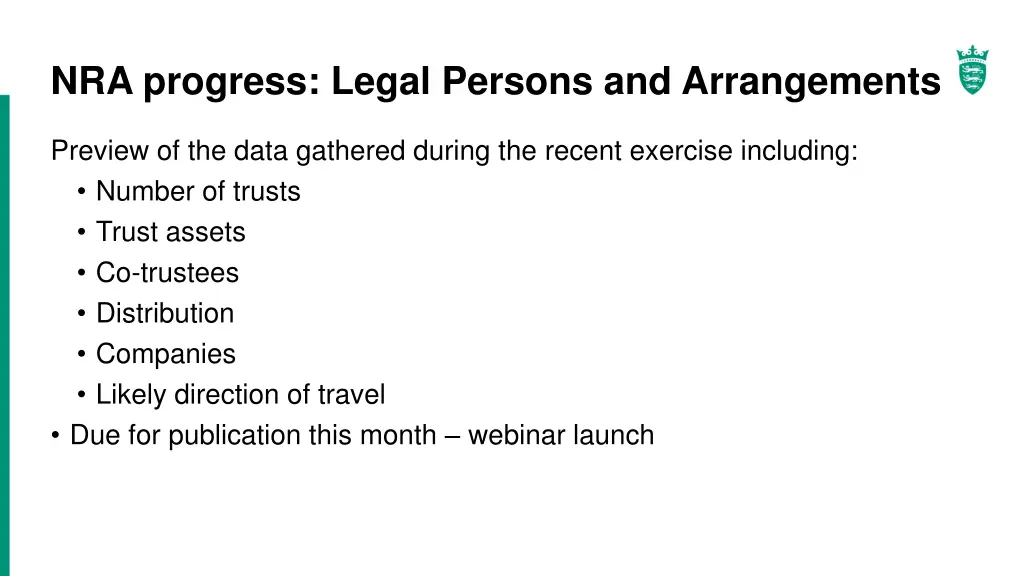 nra progress legal persons and arrangements