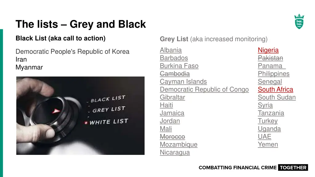 the lists grey and black