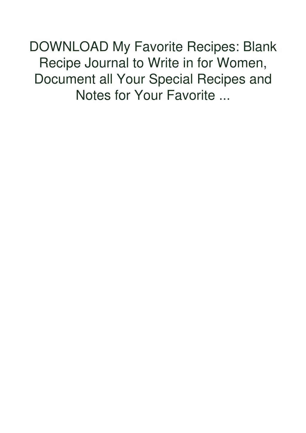 download my favorite recipes blank recipe journal