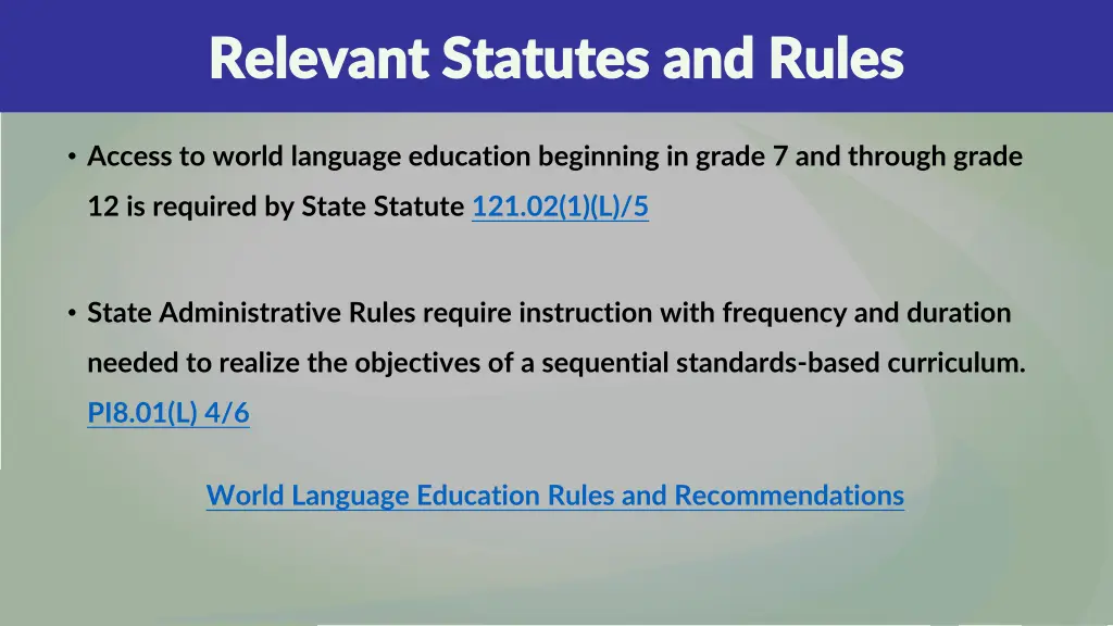 relevant statutes and rules relevant statutes