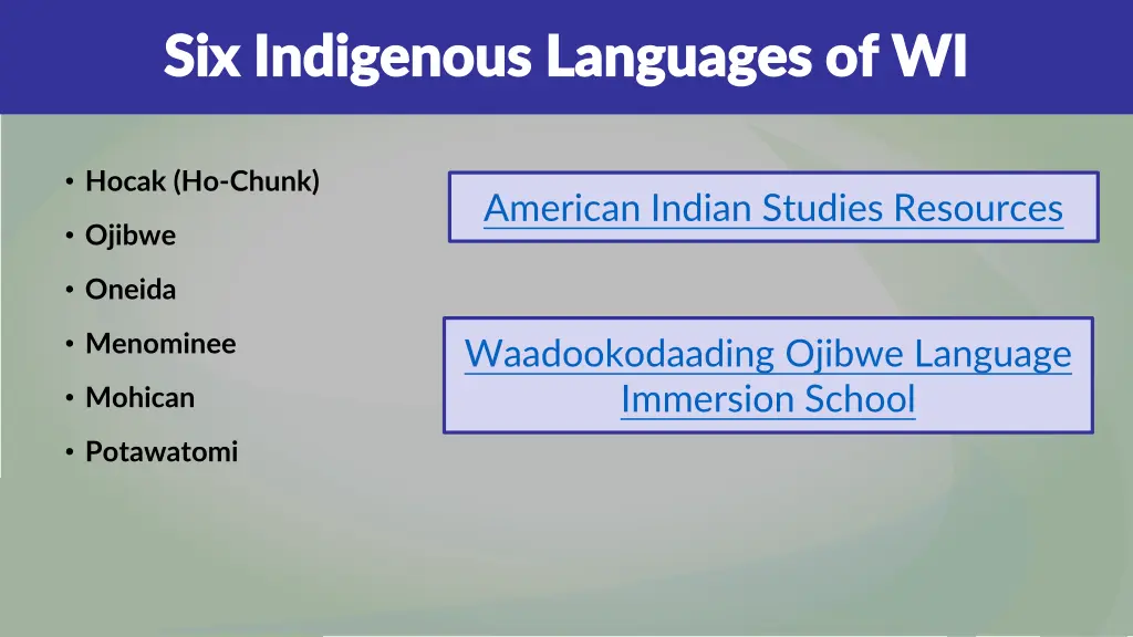 six indigenous languages of wi six indigenous