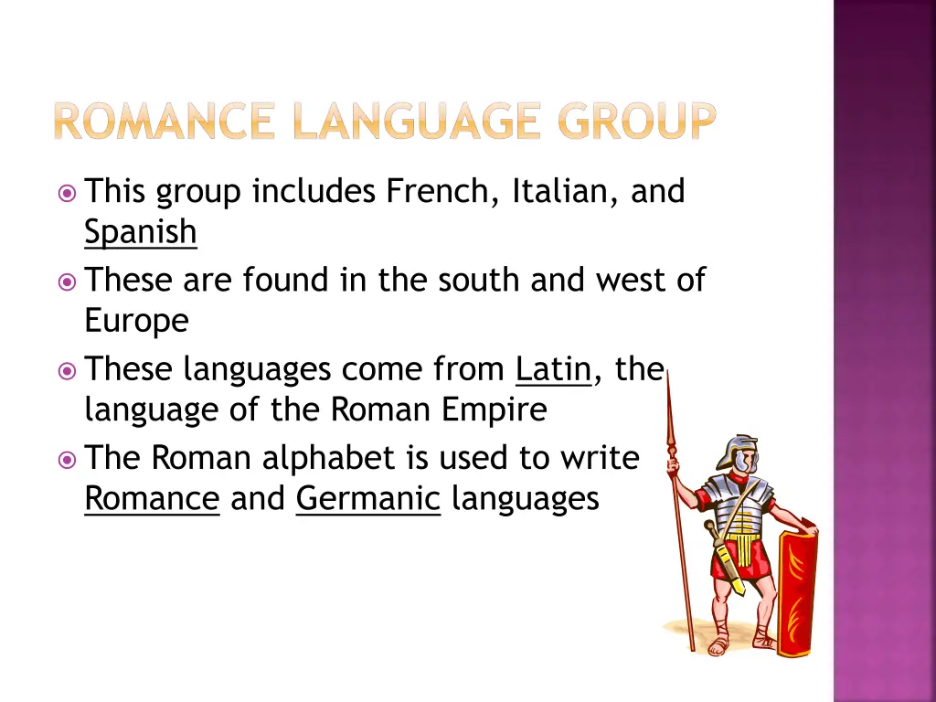 romance language group