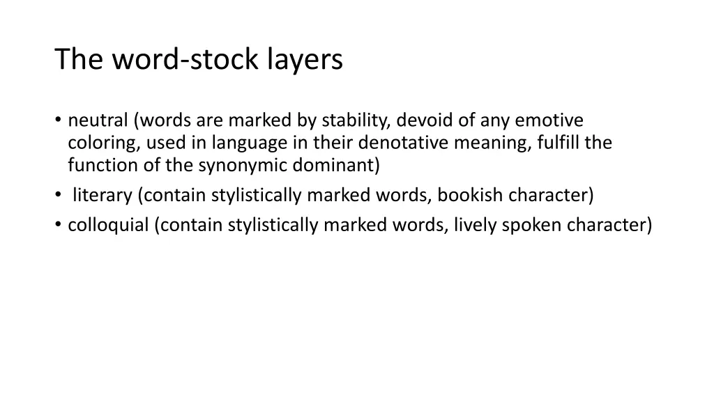 the word stock layers