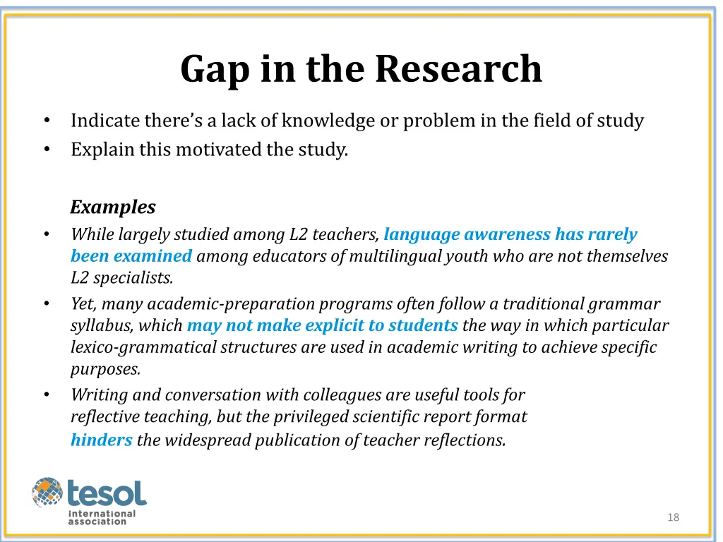 gap in the research