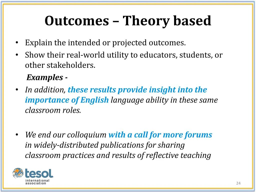 outcomes theory based