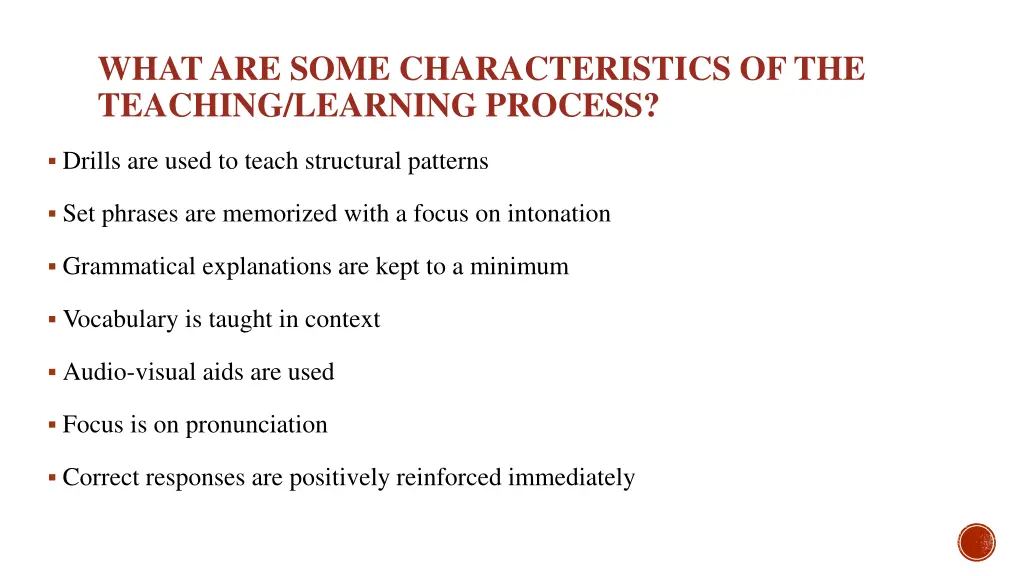 what are some characteristics of the teaching 1