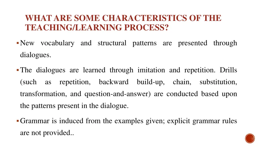 what are some characteristics of the teaching