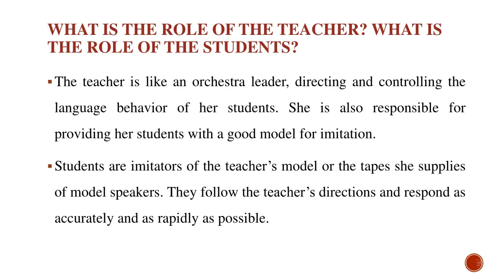 what is the role of the teacher what is the role