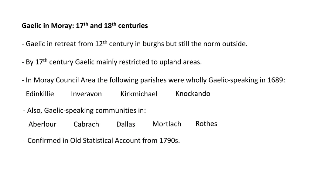gaelic in moray 17 th and 18 th centuries