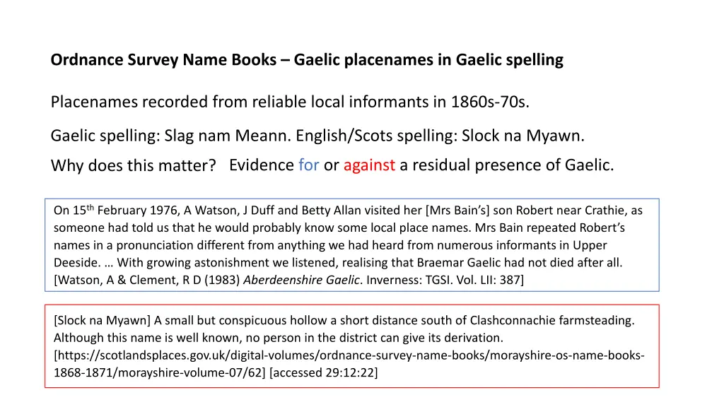 ordnance survey name books gaelic placenames