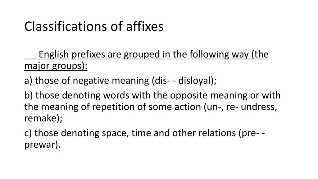 classifications of affixes 2