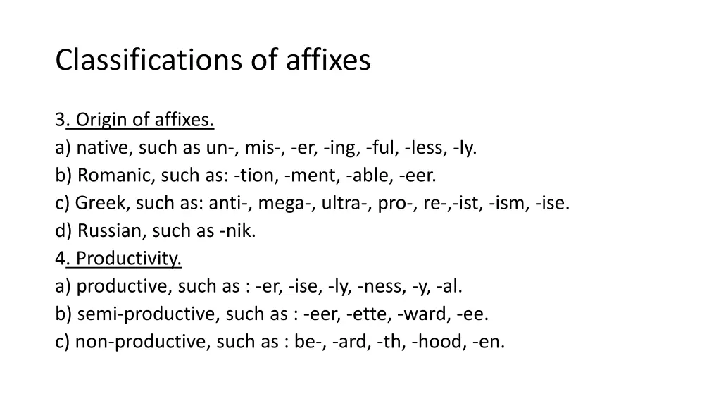classifications of affixes 3
