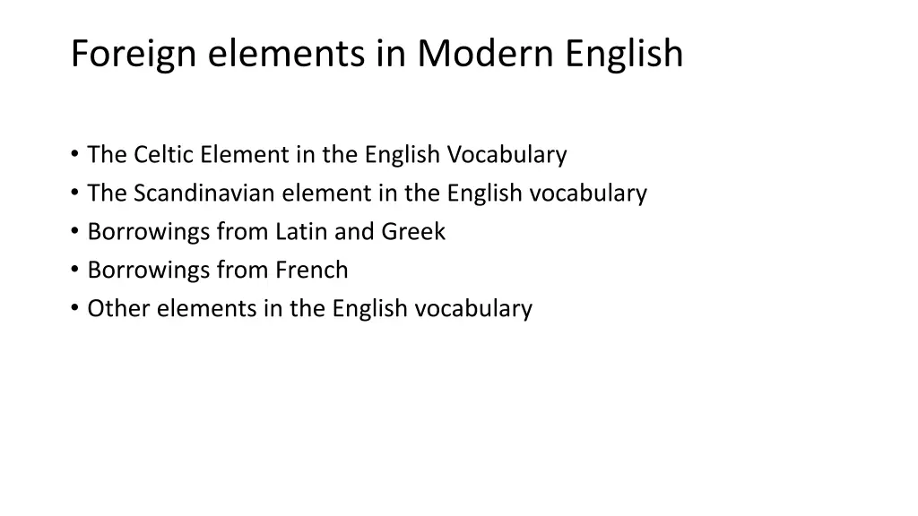 foreign elements in modern english