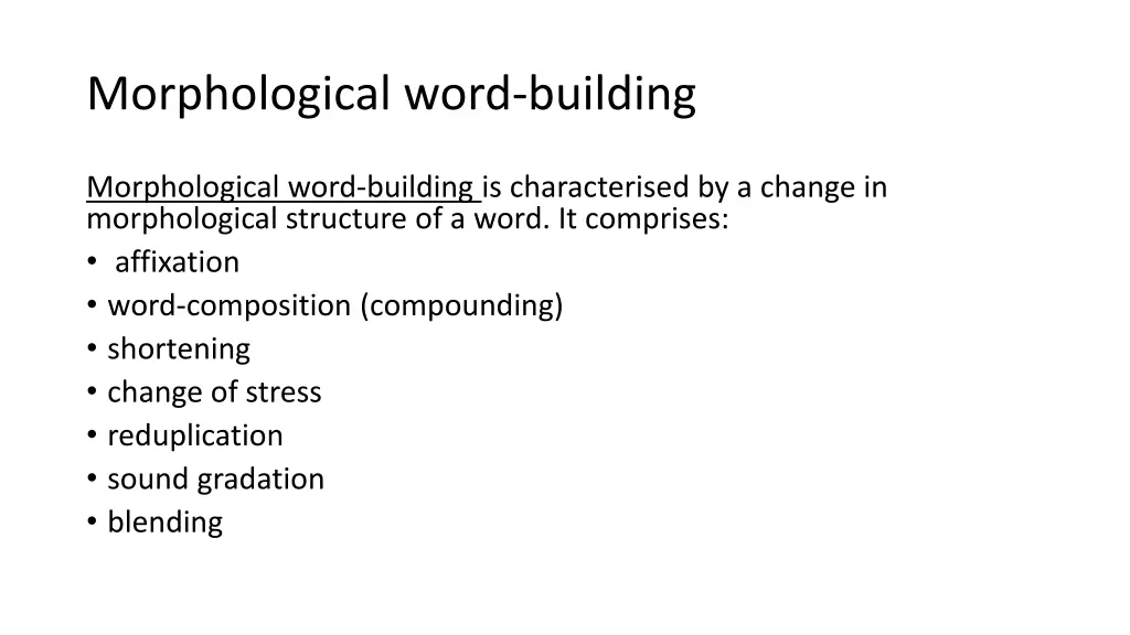 morphological word building