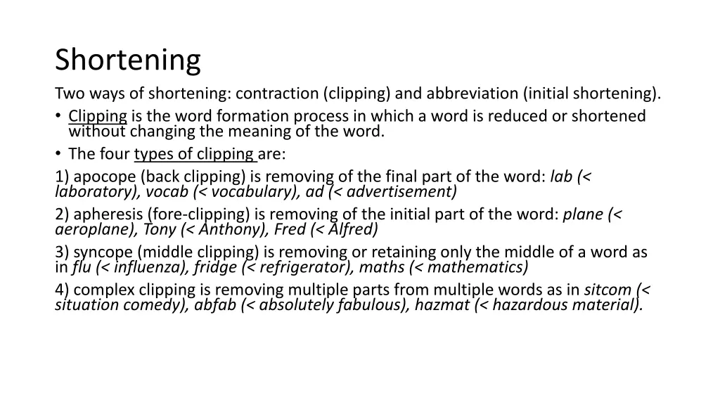 shortening two ways of shortening contraction