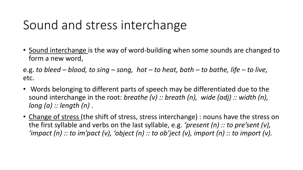 sound and stress interchange