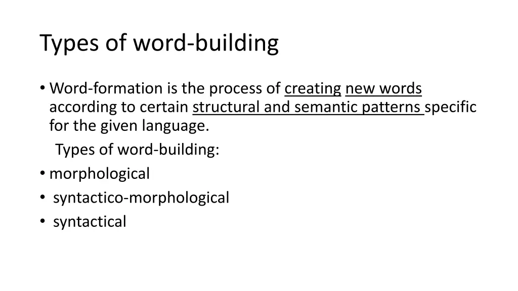 types of word building