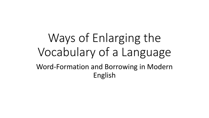 ways of enlarging the vocabulary of a language