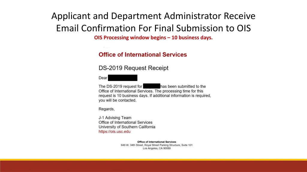 applicant and department administrator receive