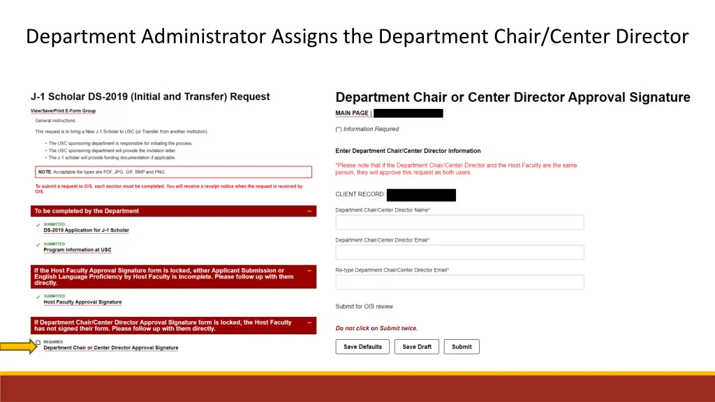 department administrator assigns the department
